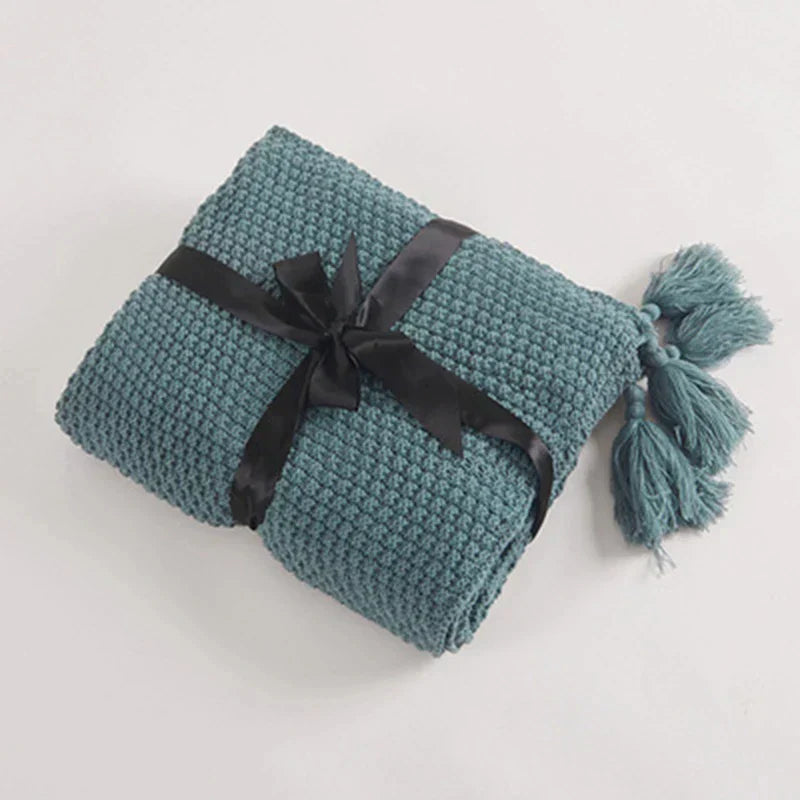 Cozy Knitted Wool Throw Blanket – Soft Warm Home Decor