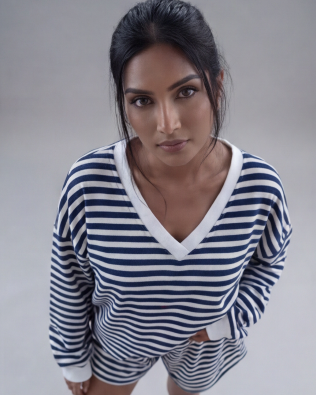 Women’s Elegant Striped Pajamas Set – Black and White Loungewear