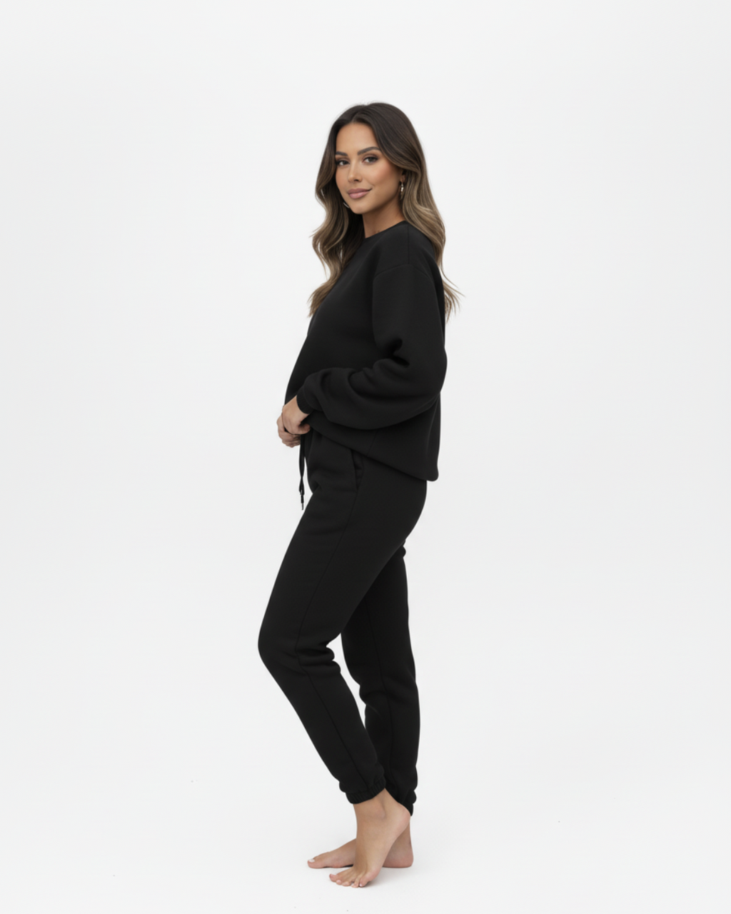 Women’s Black Jogger Set – Two Piece Loungewear Outfit