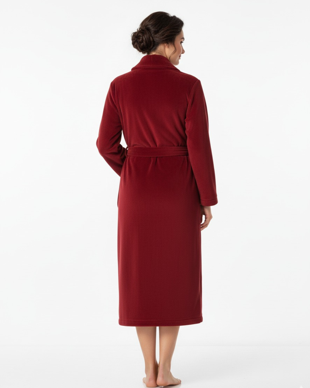 Women’s Fleece Robe with Pockets – Short Plush Belted Bathrobe