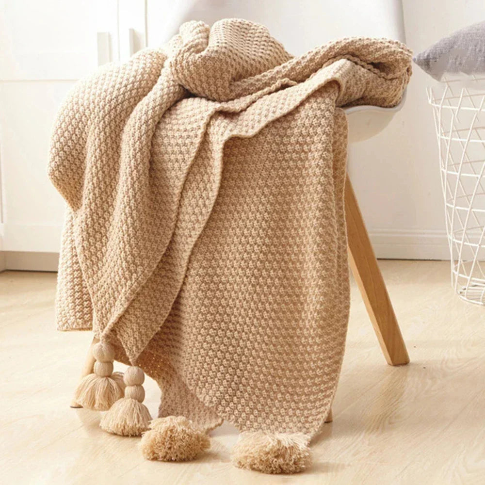 Cozy Knitted Wool Throw Blanket – Soft Warm Home Decor