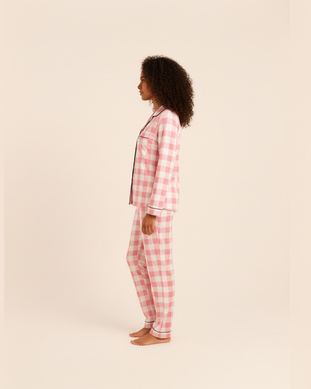 Women’s Plaid Pajama Set – Long Sleeve Button Down Top and Pants