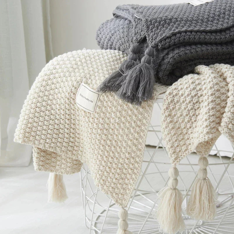 Cozy Knitted Wool Throw Blanket – Soft Warm Home Decor