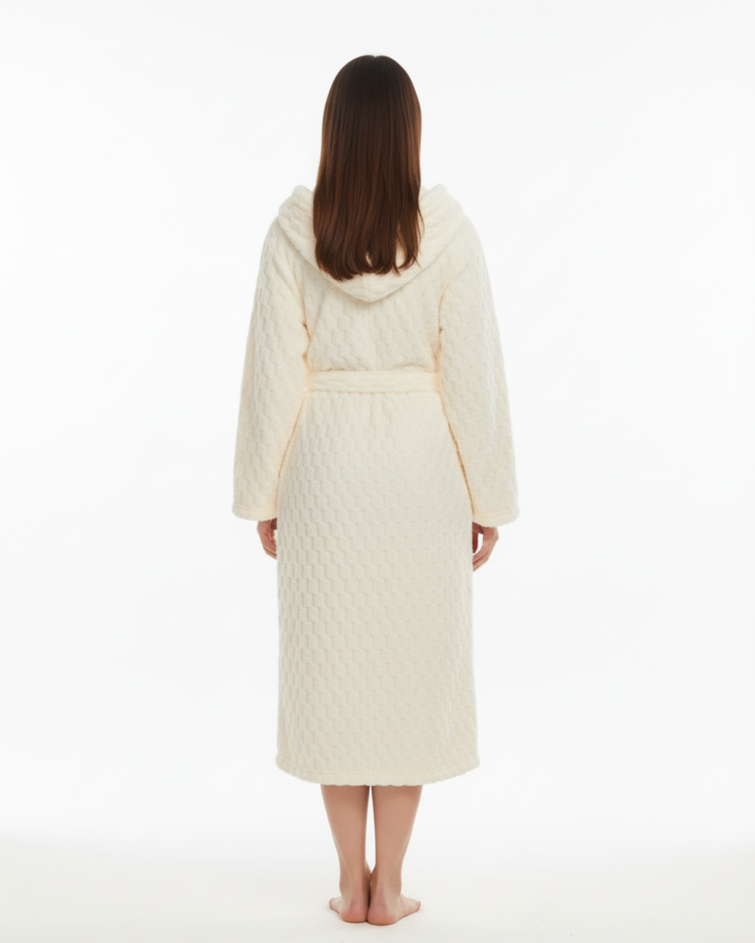 Women’s Hooded Bathrobe – Soft Plush Long Robe with Belt & Pockets, Warm Fleece Loungewear