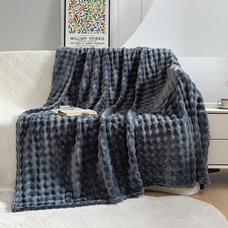 Premium Bubble Flannel Blanket – Ultra-Soft Air Conditioner & Sofa Throw
