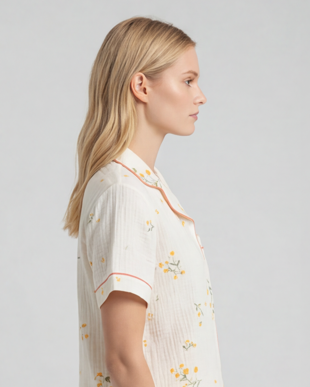 Women’s Comfortable Cotton Pajama Set – Fruit Print Shorts and Top