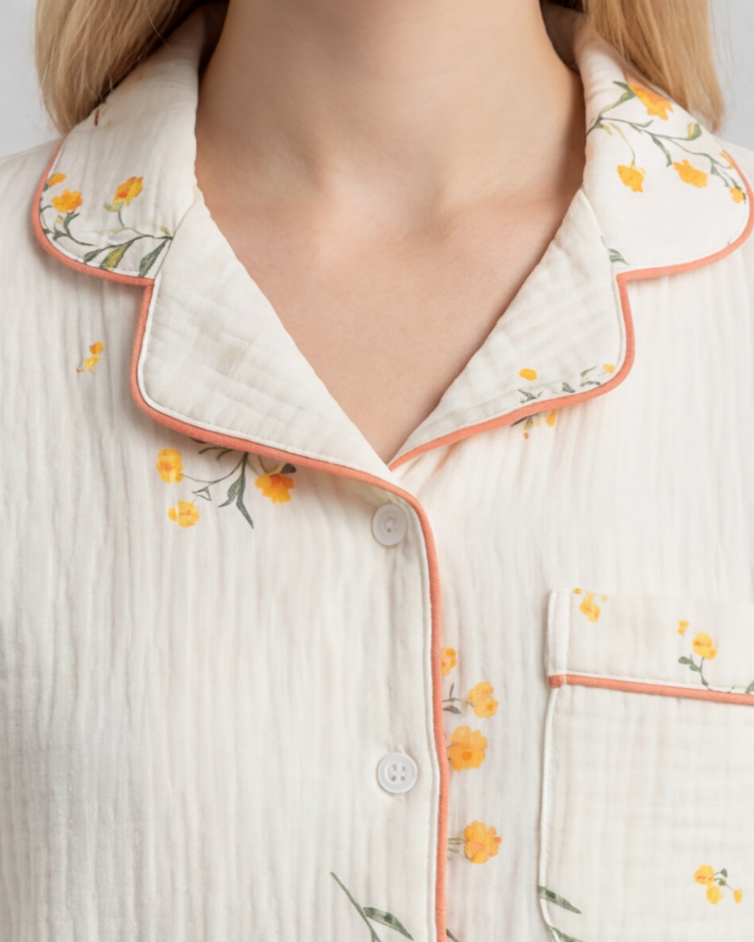 Women’s Comfortable Cotton Pajama Set – Fruit Print Shorts and Top