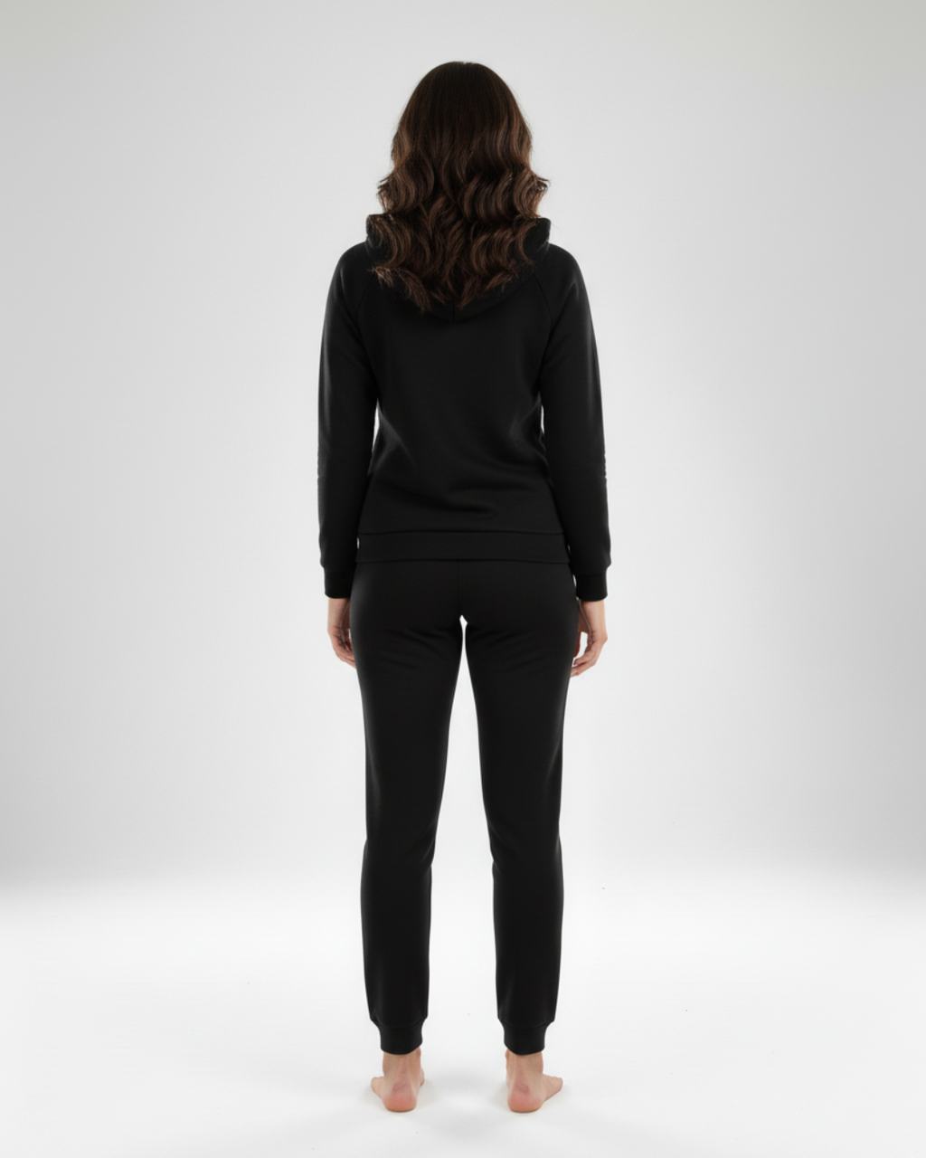 Women’s Black Hoodie Jogger Set – Two Piece Tracksuit with Hooded Top