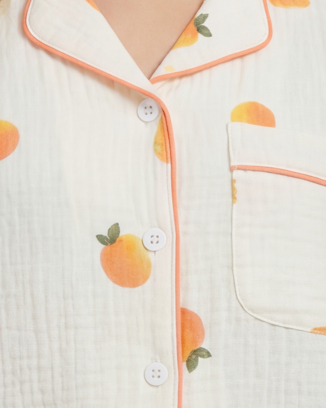 Women’s Comfortable Cotton Pajama Set – Fruit Print Shorts and Top