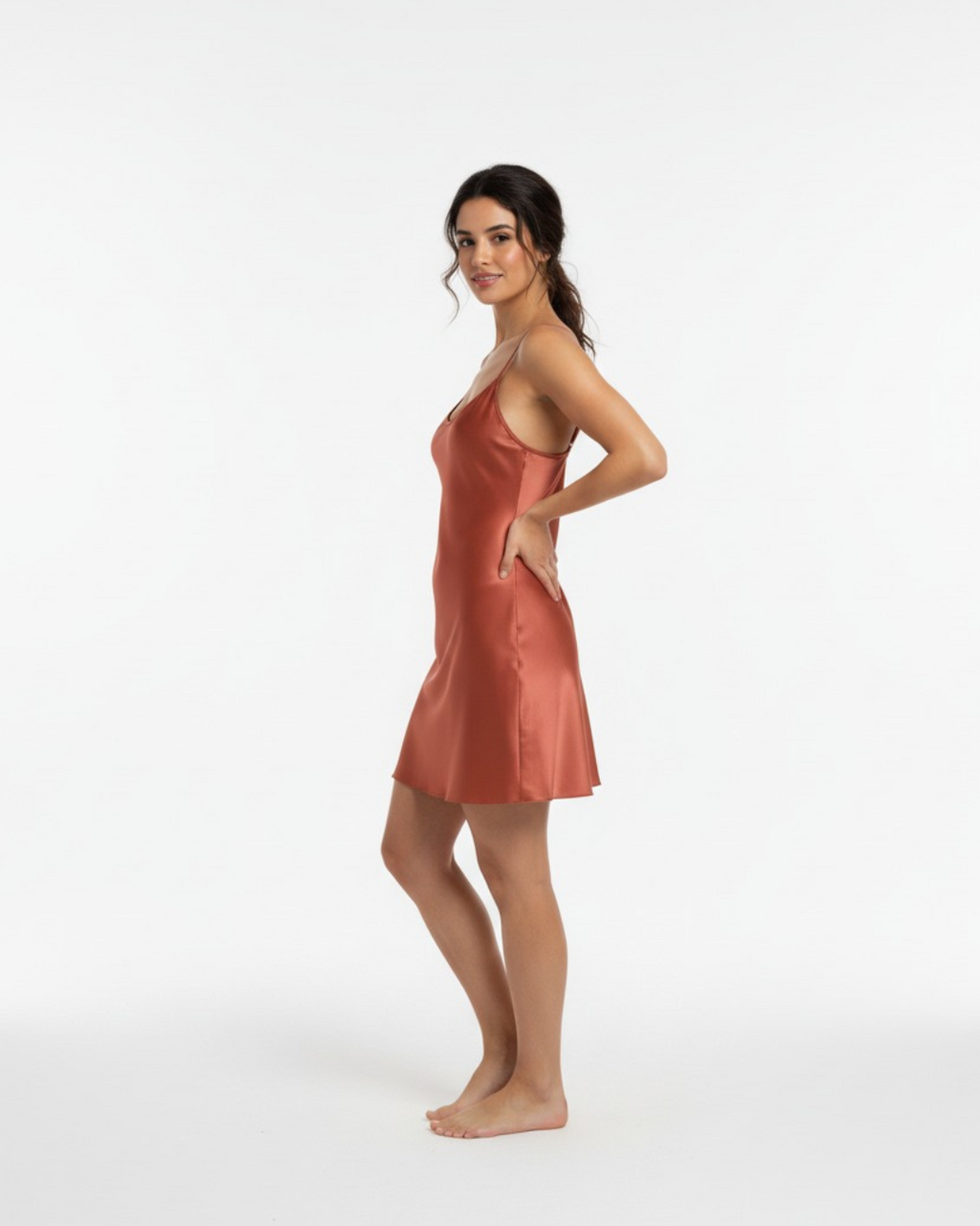 Women’s Satin Nightgown – Short Slip Dress Sleepwear with Spaghetti Straps