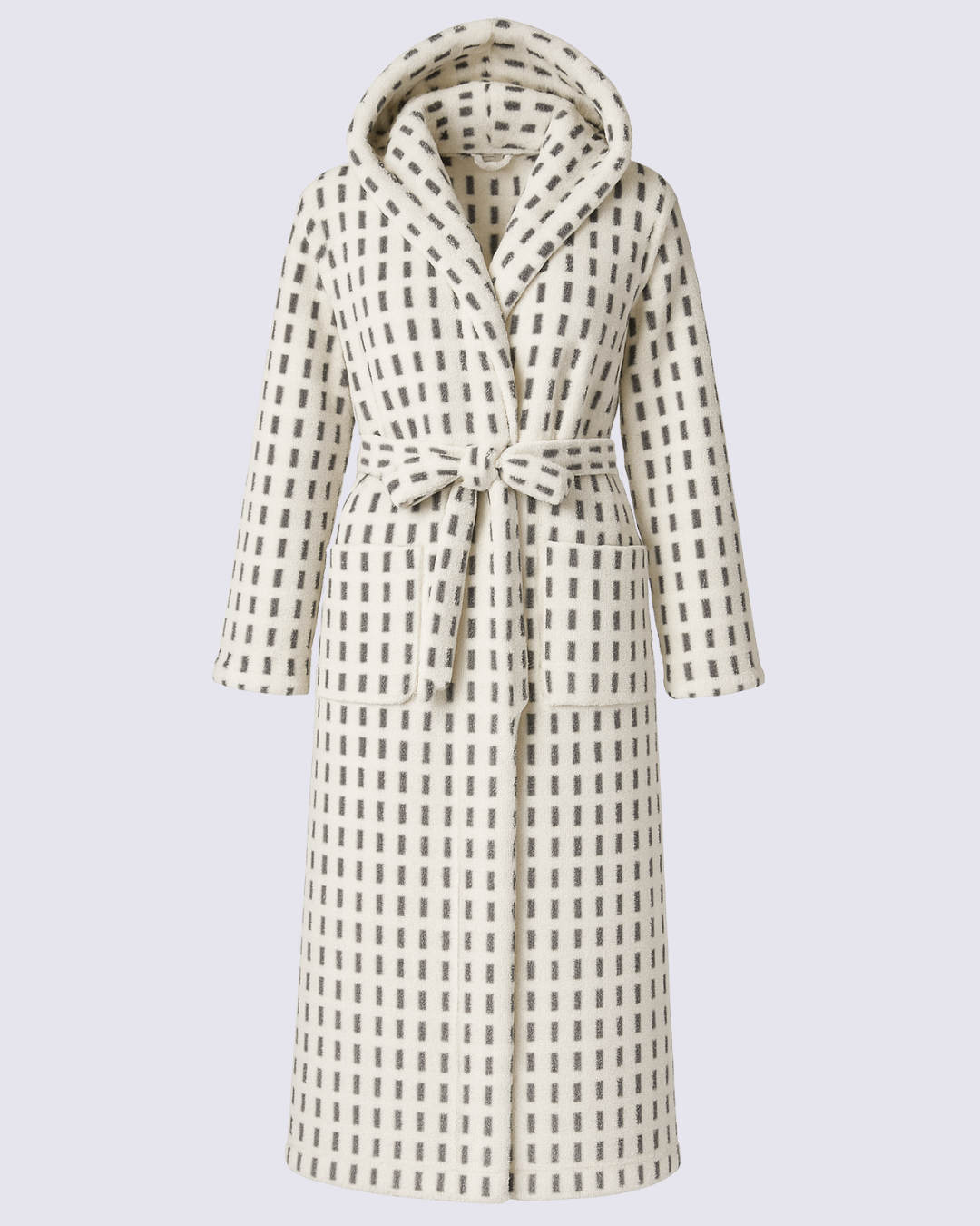 Women's Geometric Patterned Hooded Comfort Bathrobe