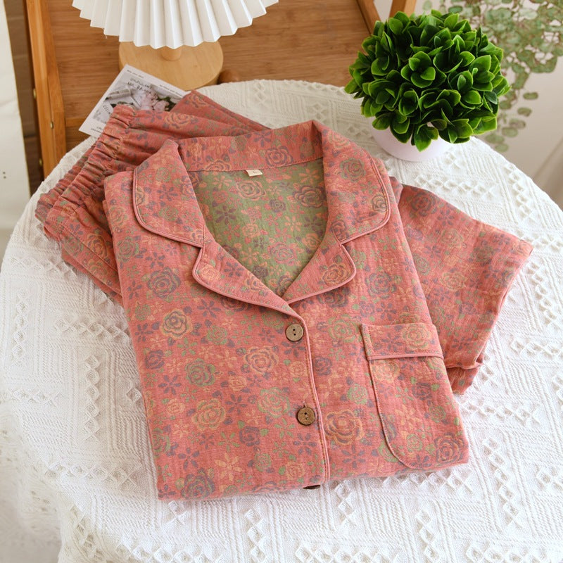 Women’s Retro Cotton Pajama Set – Soft Comfortable Loungewear