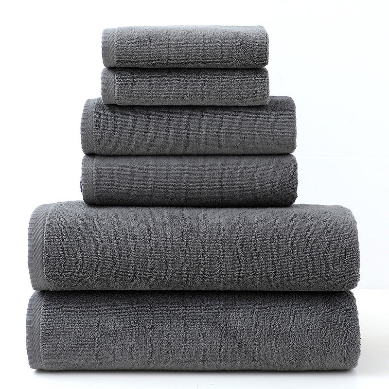 6-Piece Premium Cotton Towel Set – Solid Color Bath Towels