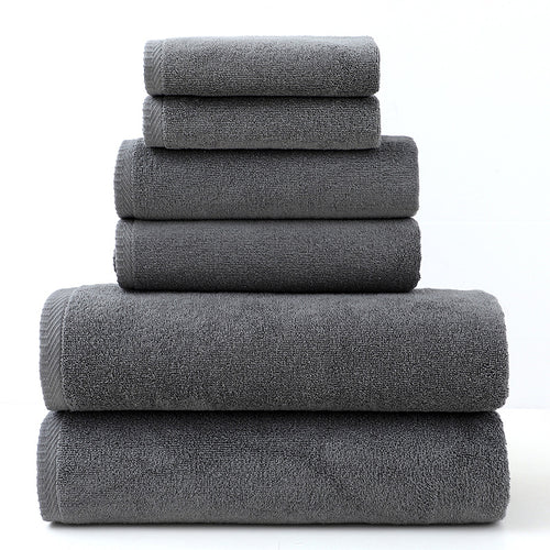 6-Piece Premium Cotton Towel Set – Solid Color Bath Towels