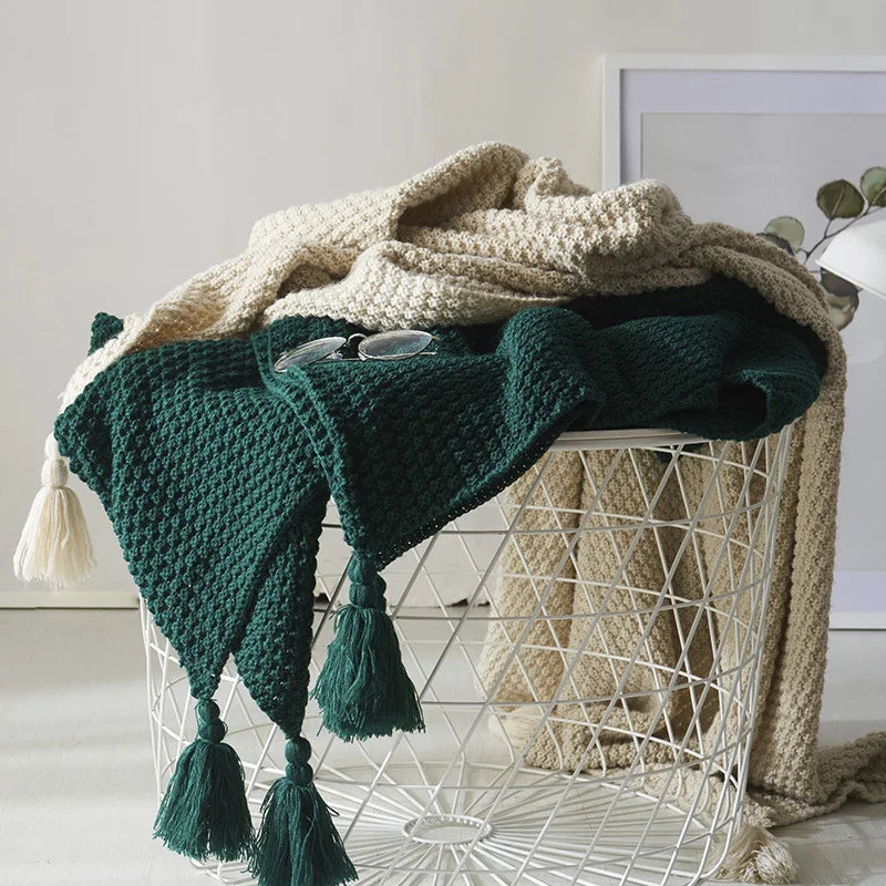 Cozy Knitted Wool Throw Blanket – Soft Warm Home Decor