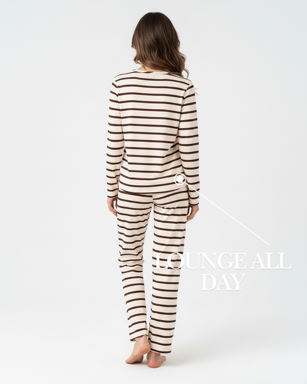 Women’s Long Pajama Set – Striped Sleepwear with Long Sleeve Top & Pants
