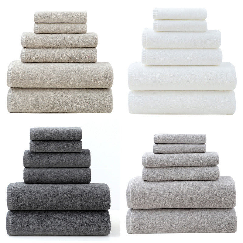 6-Piece Premium Cotton Towel Set – Solid Color Bath Towels