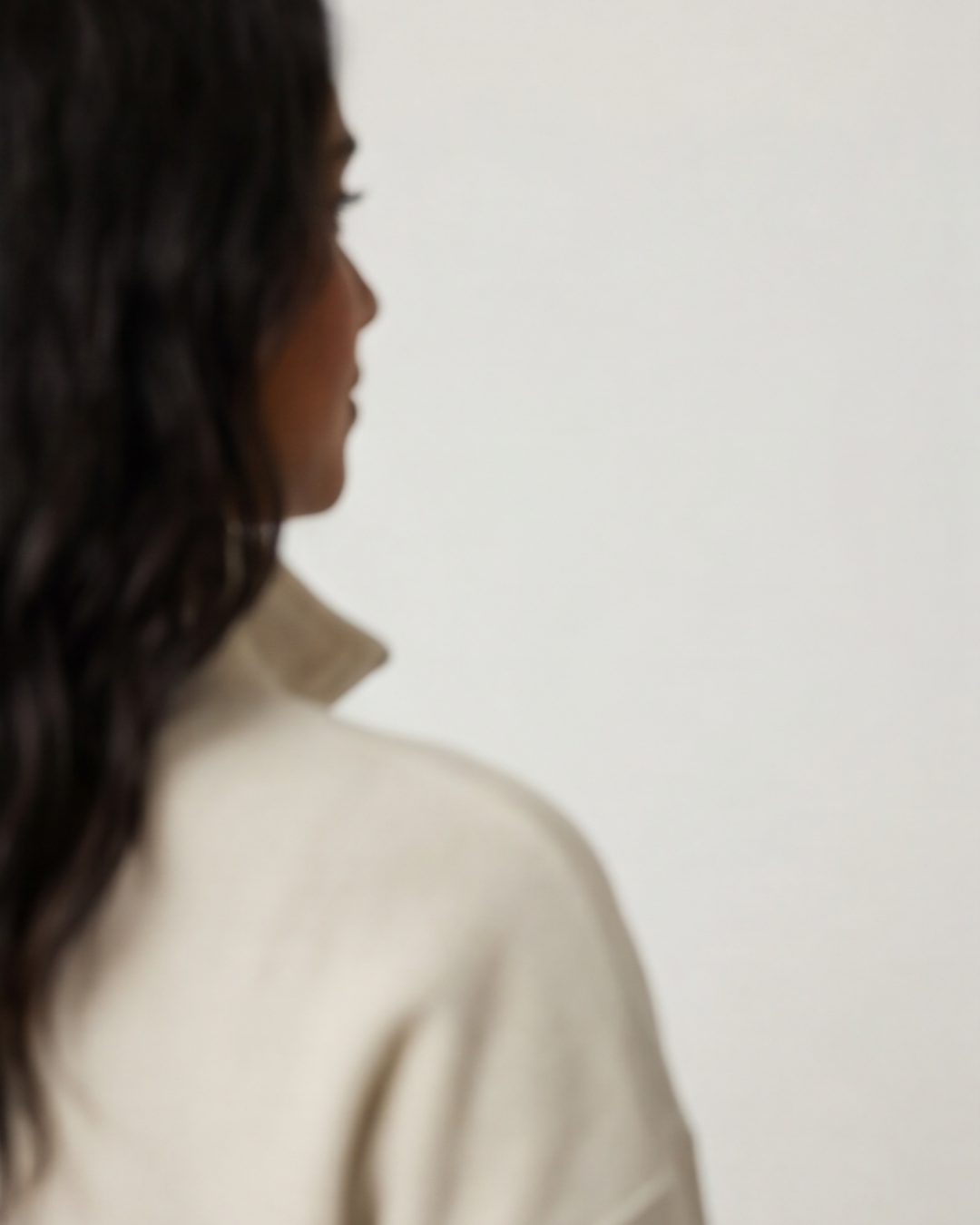 Women’s White Two-Piece Lounge Set – Relaxed Fit Half-Zip Sweater and Comfortable Pants