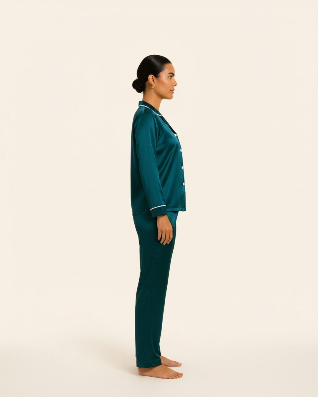 Women's Basic Solid Satin Pajama Set