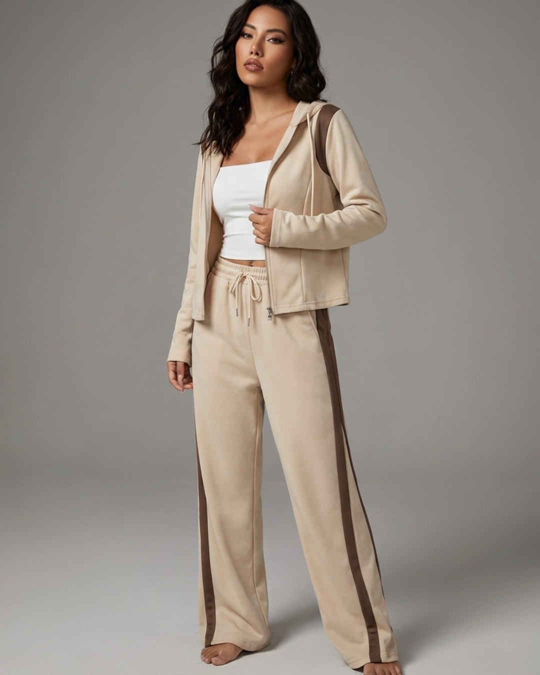 Women’s Casual Hooded Cardigan Set – Top and Pants Fashionable Loungewear