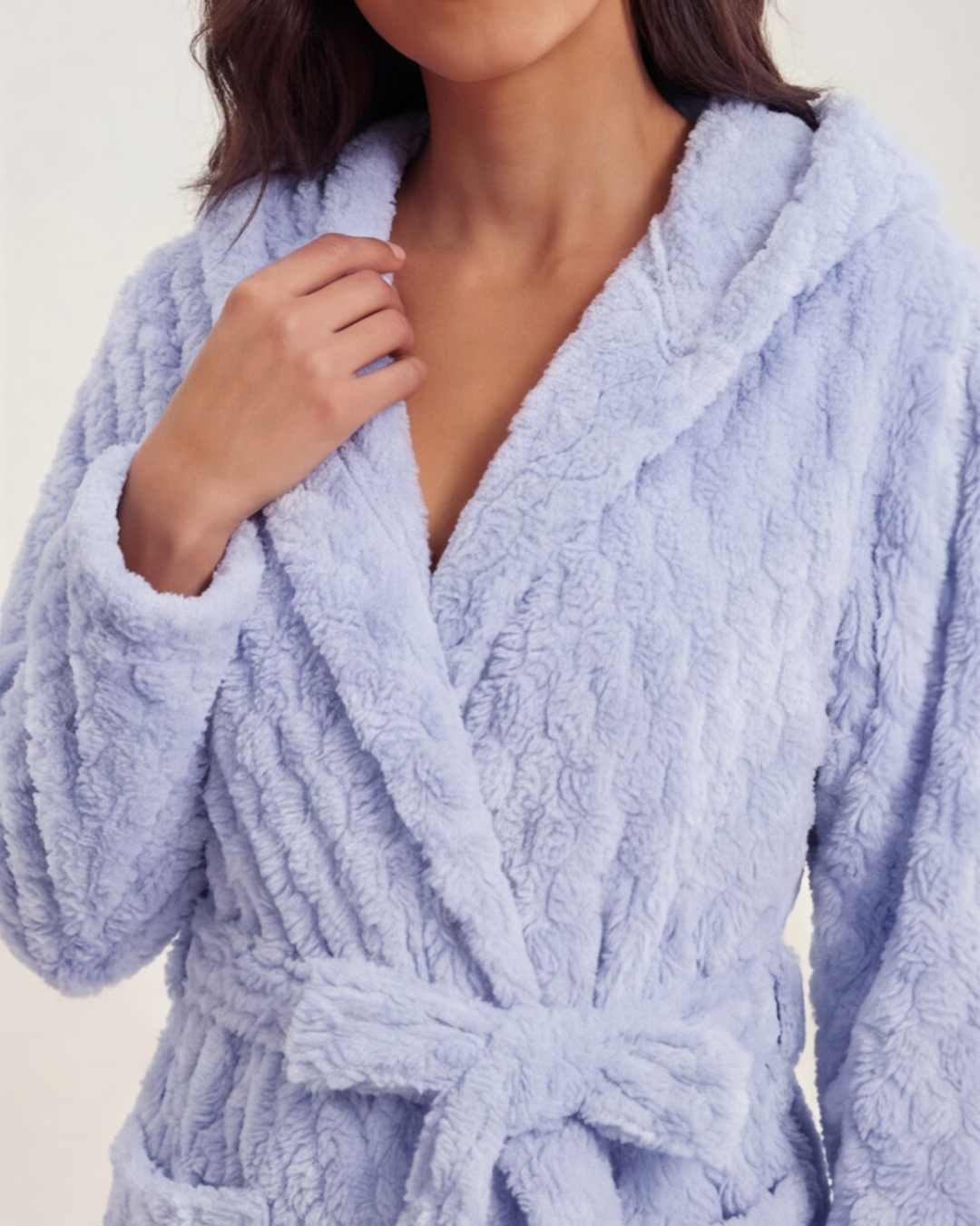 Women’s Hooded Plush Bathrobe – Coral Velvet Fast-Drying Spa and Beach Robe