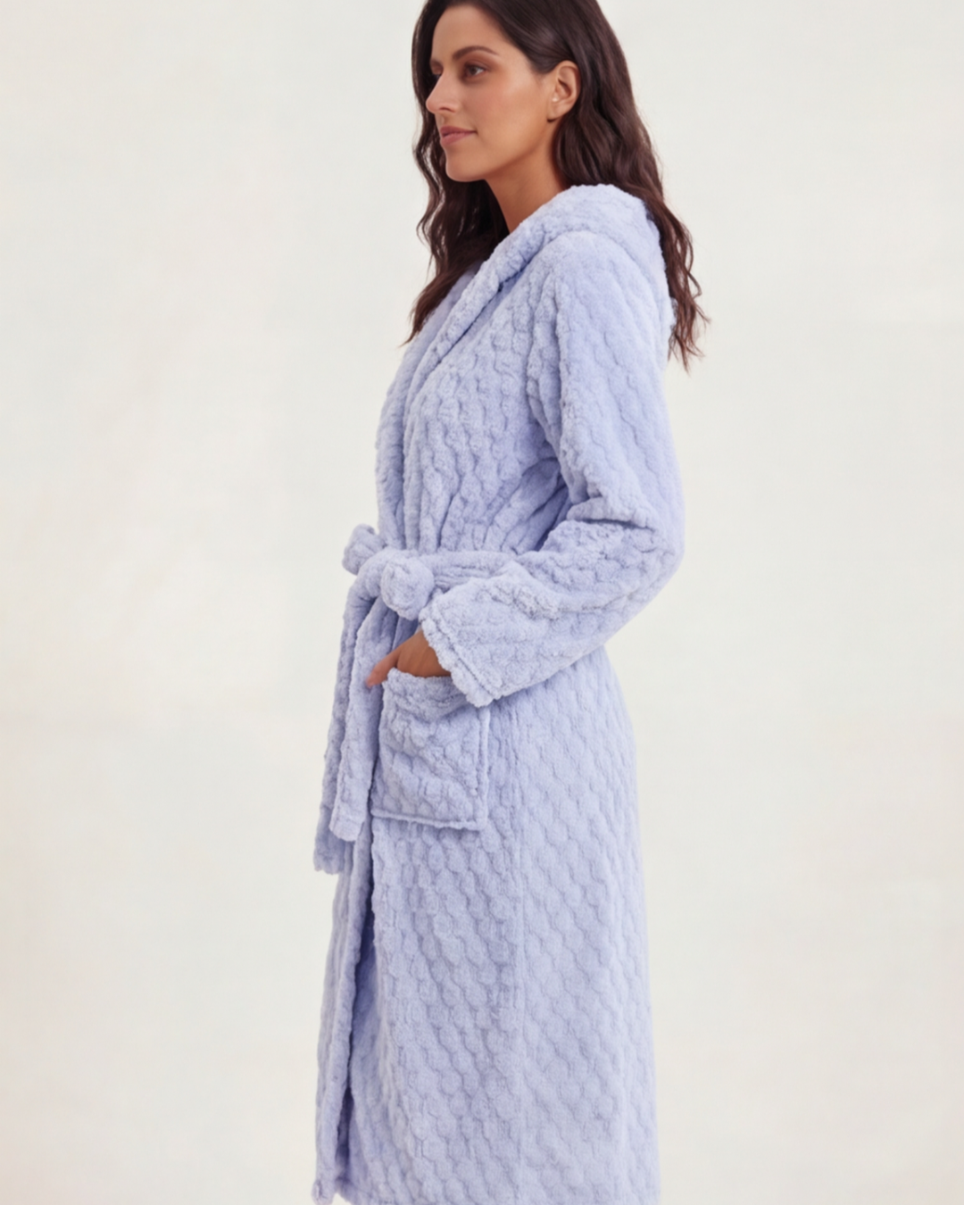 Women’s Hooded Plush Bathrobe – Coral Velvet Fast-Drying Spa and Beach Robe