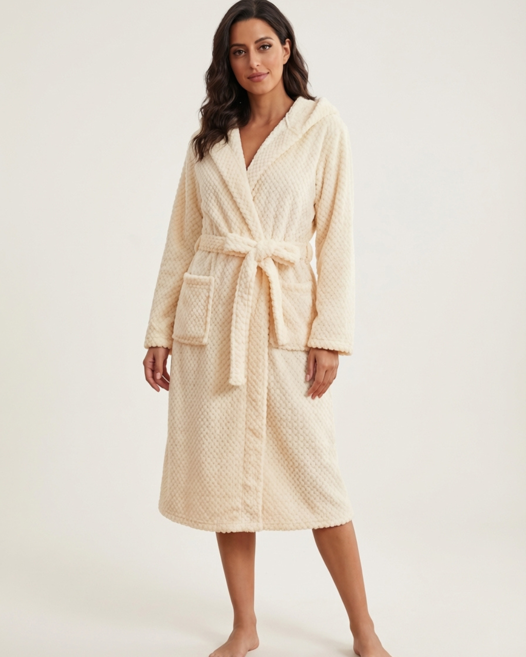 Women’s Hooded Plush Bathrobe – Coral Velvet Fast-Drying Spa and Beach Robe