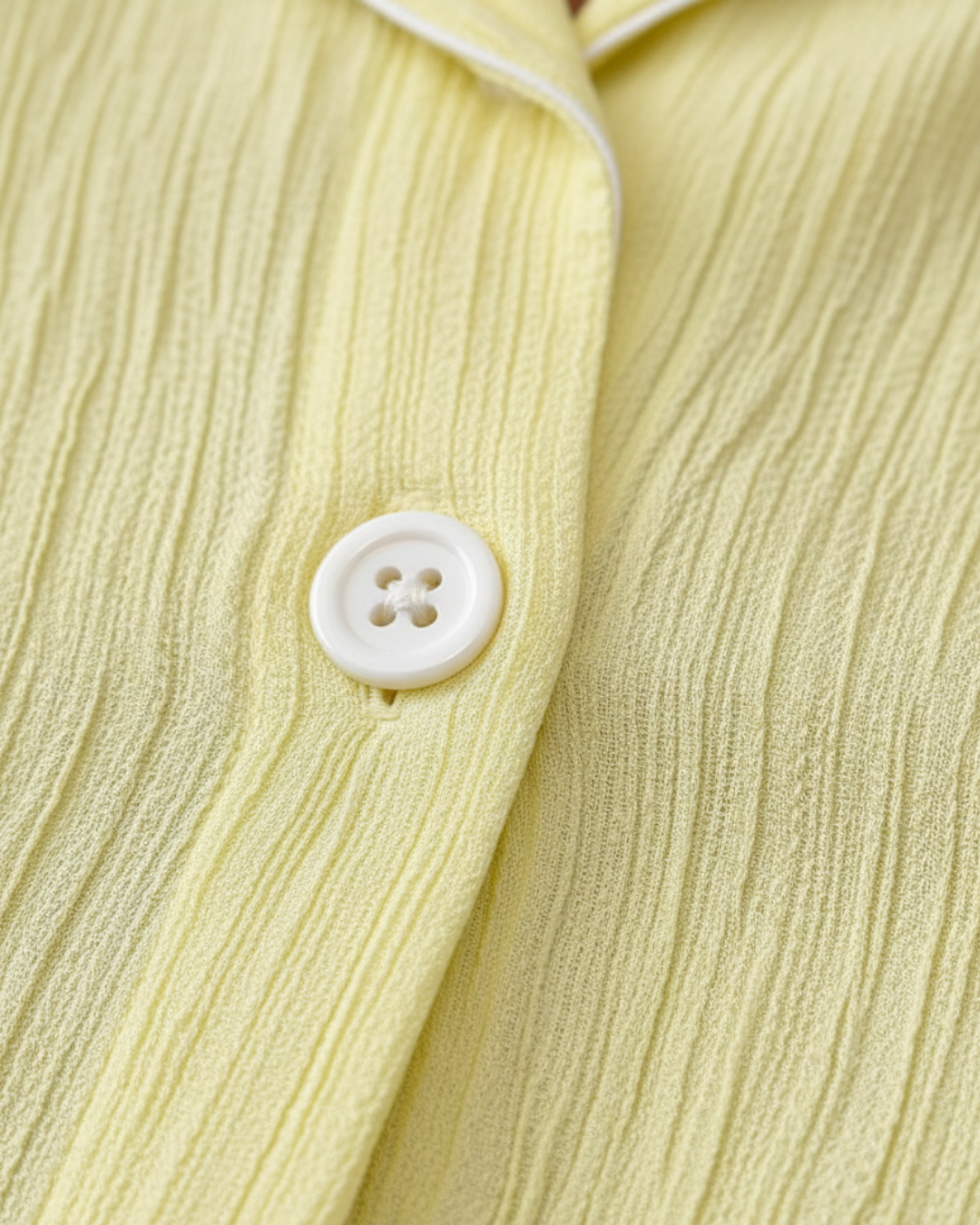 Soft Yellow Long Pajama Set – Button-Up Shirt & Relaxed Pants