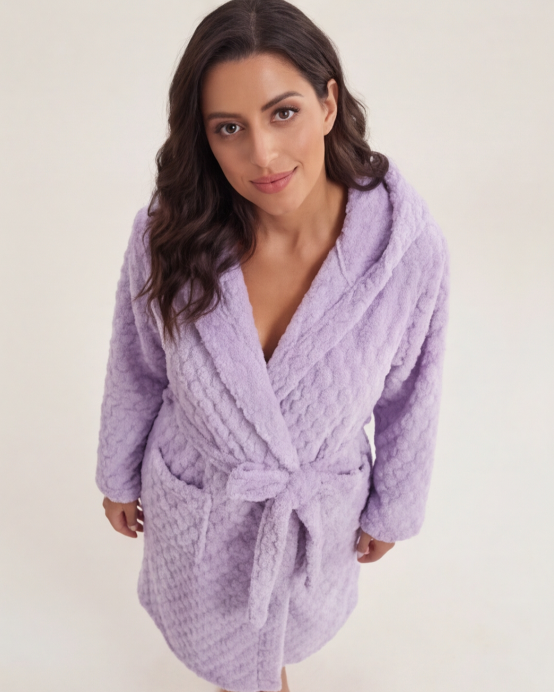 Women’s Hooded Plush Bathrobe – Coral Velvet Fast-Drying Spa and Beach Robe