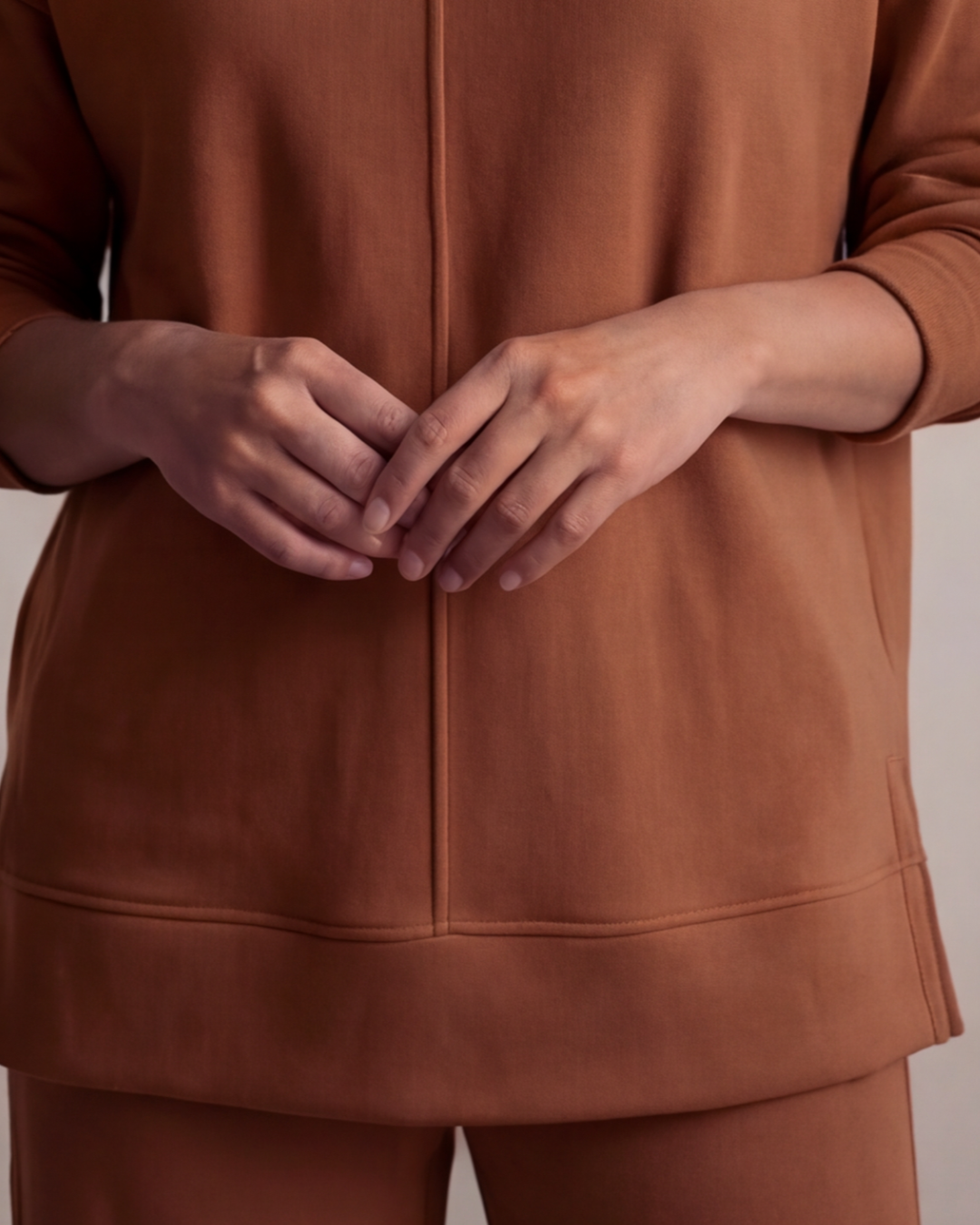 Women’s Turtle Neck Top and Wide-Leg Pants Set – Relaxed Fit Loungewear