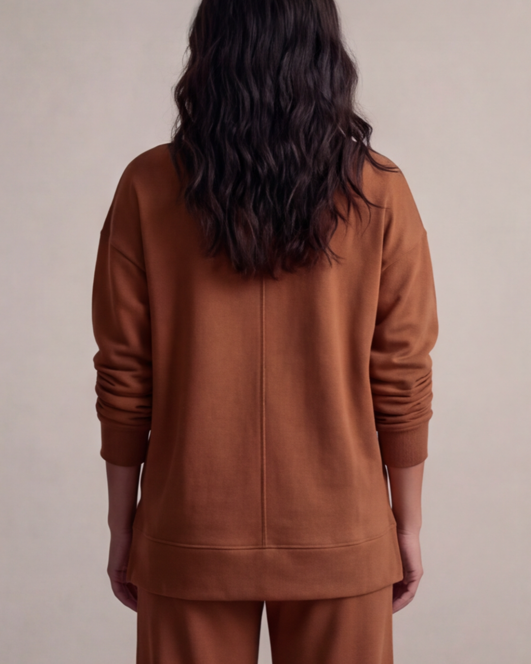 Women’s Turtle Neck Top and Wide-Leg Pants Set – Relaxed Fit Loungewear