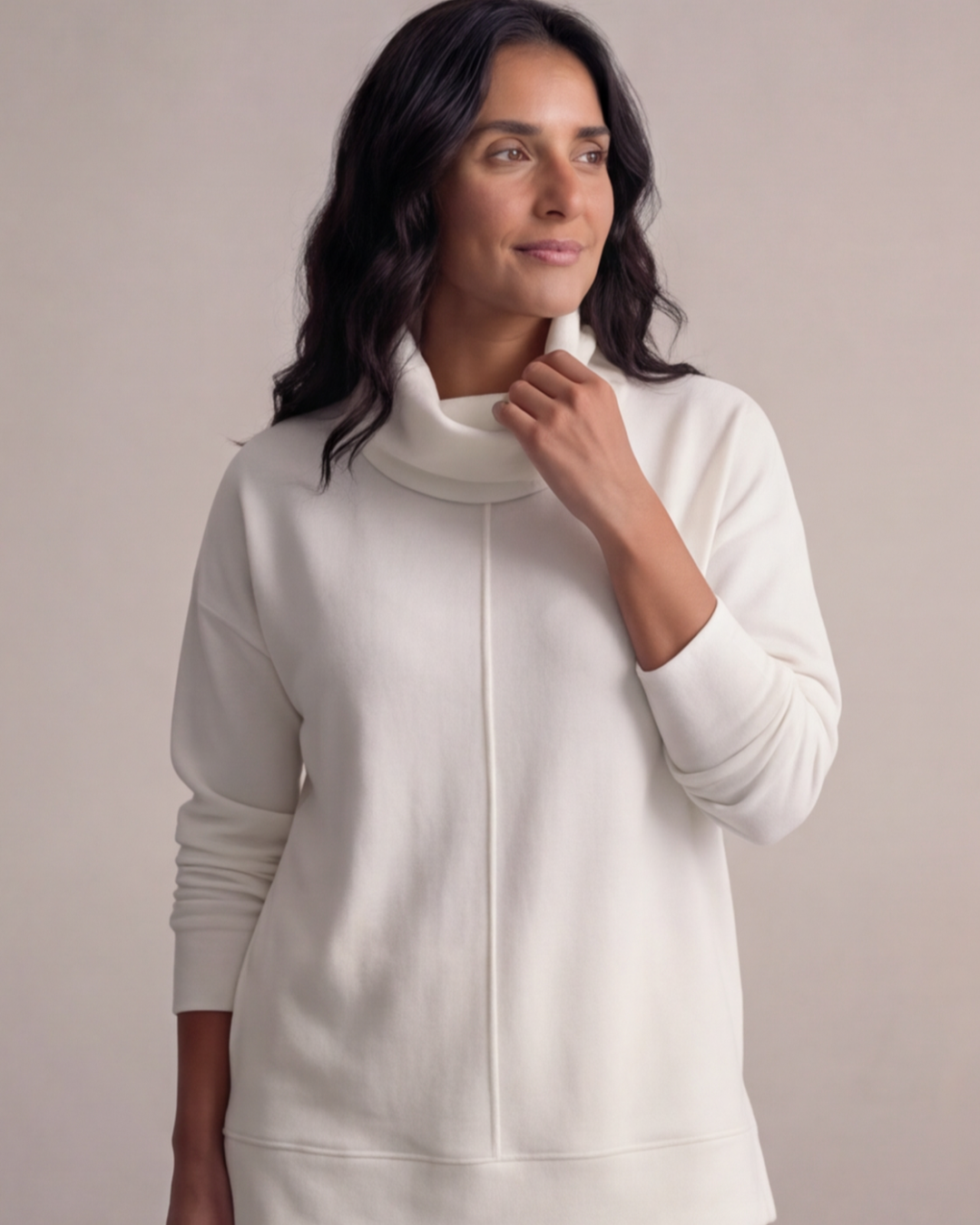 Women’s Turtle Neck Top and Wide-Leg Pants Set – Relaxed Fit Loungewear