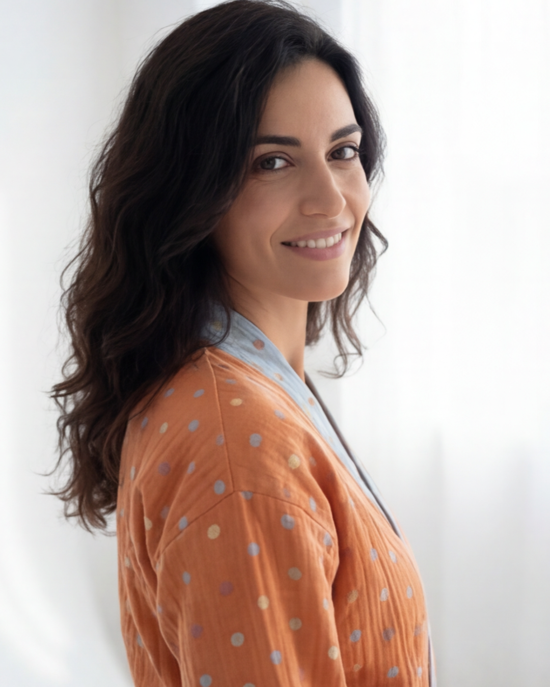 Women’s Cotton Jacquard Bathrobe – Cozy Absorbent All-Season Comfort