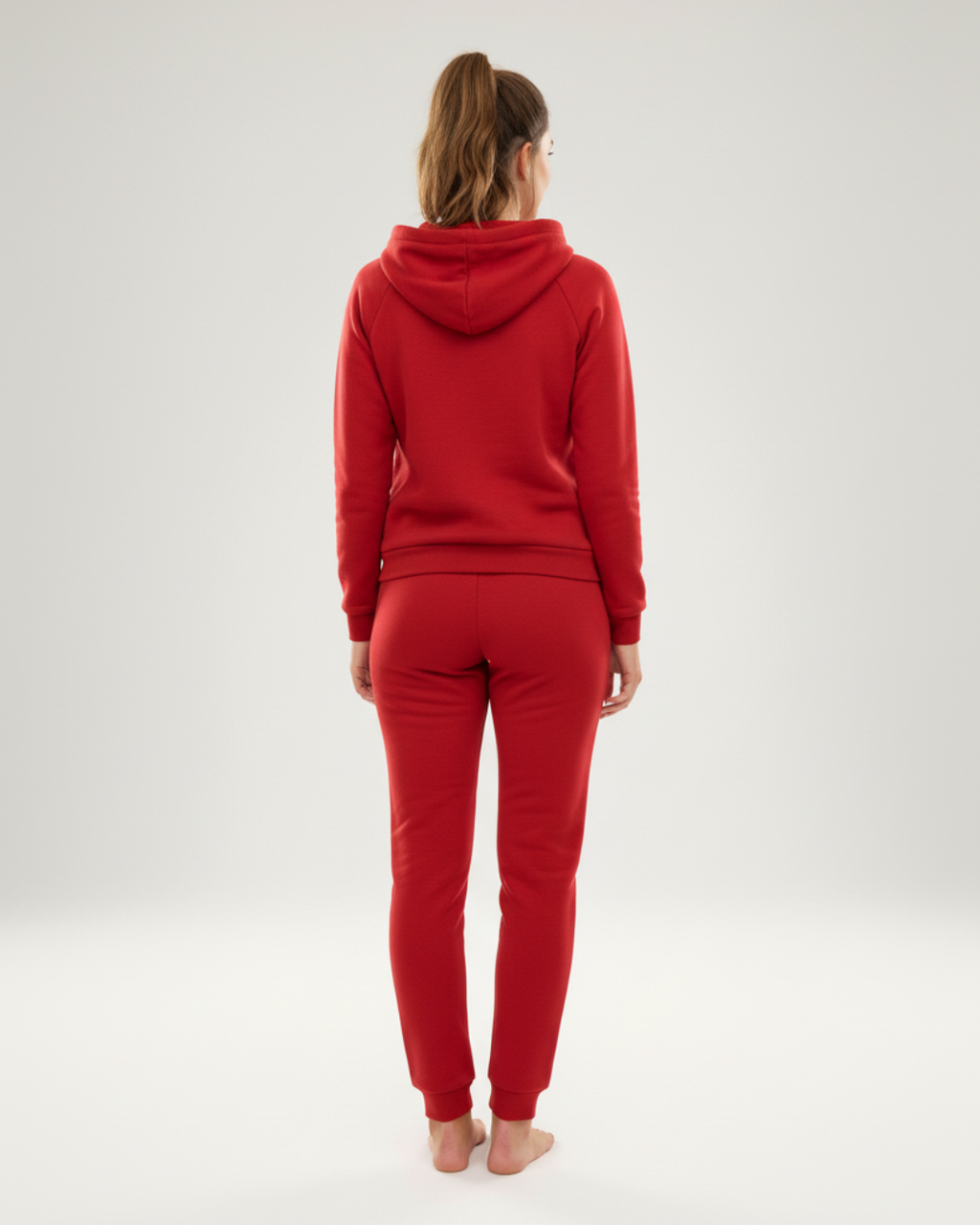 Women’s Red Hoodie Jogger Set – Two Piece Tracksuit with Hooded Top