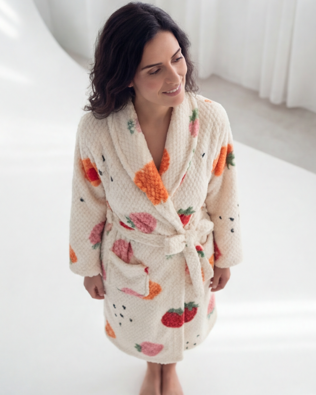 Women’s Plush Flannel Long Bathrobe – Soft Warm Belted Spa Robe