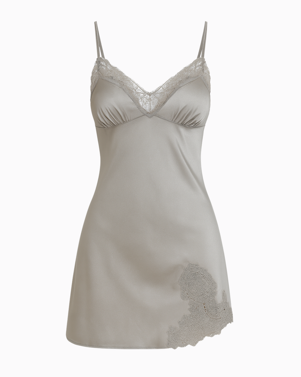 Women’s Satin Lace Nightgown – Short Slip Dress Sleepwear with Adjustable Straps