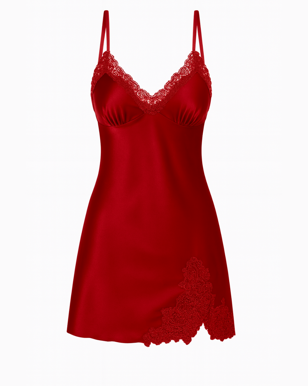 Women’s Satin Lace Nightgown – Short Slip Dress Sleepwear with Adjustable Straps