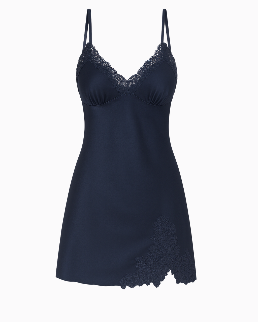 Women’s Satin Lace Nightgown – Short Slip Dress Sleepwear with Adjustable Straps