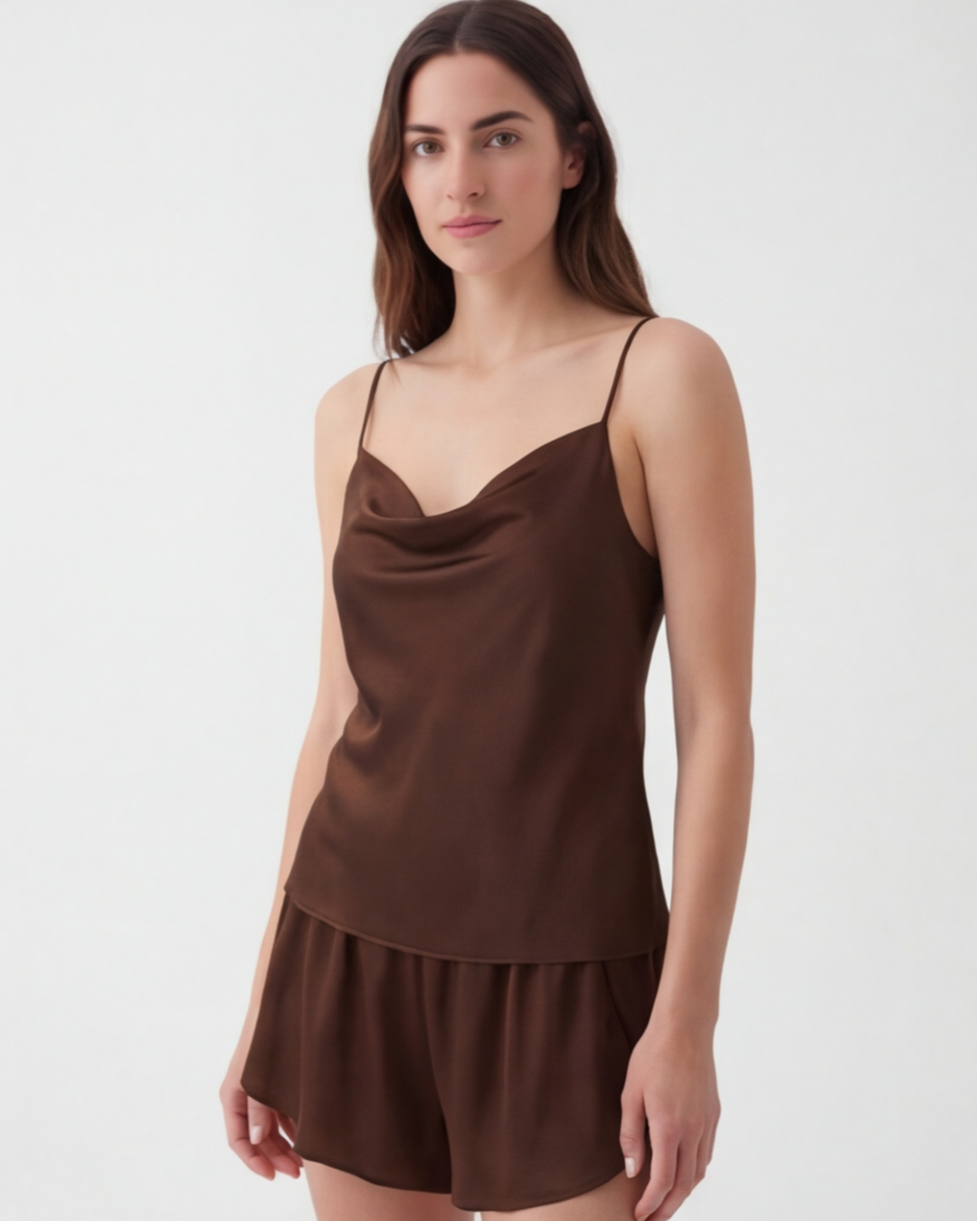 Women’s Silk Cami and Shorts Pajama Set – Lightweight Comfort Sleepwear