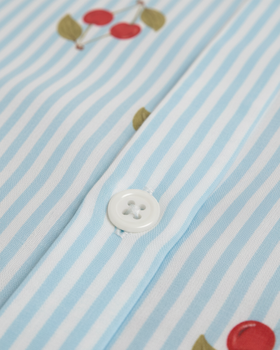 Blue Cherry Bliss Pajama Set – Short Sleeve Shirt & Full-Length Pants
