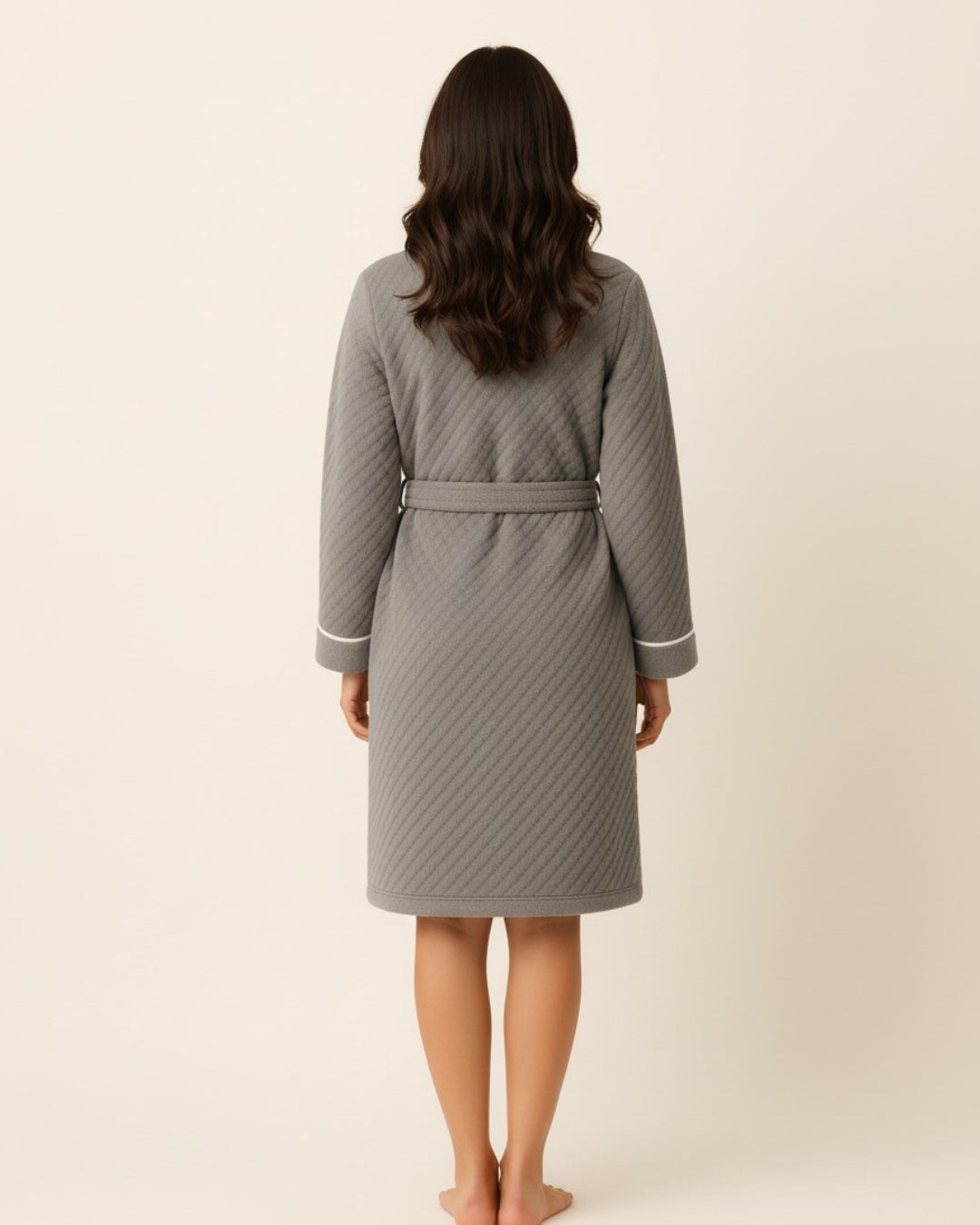 Women’s Quilted Bathrobe – Soft Short Robe with Belt and Pockets