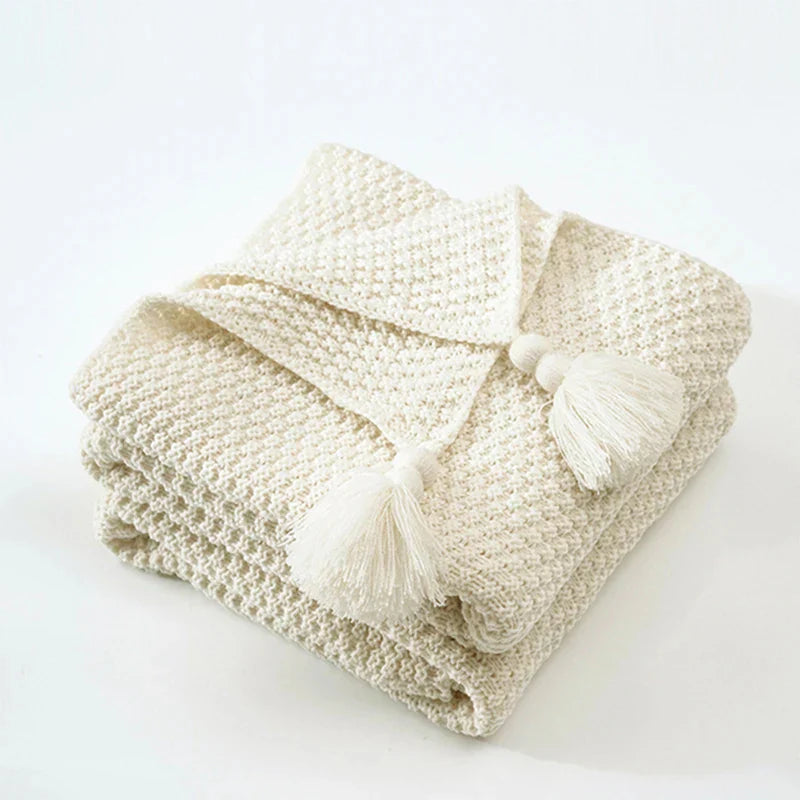 Cozy Knitted Wool Throw Blanket – Soft Warm Home Decor