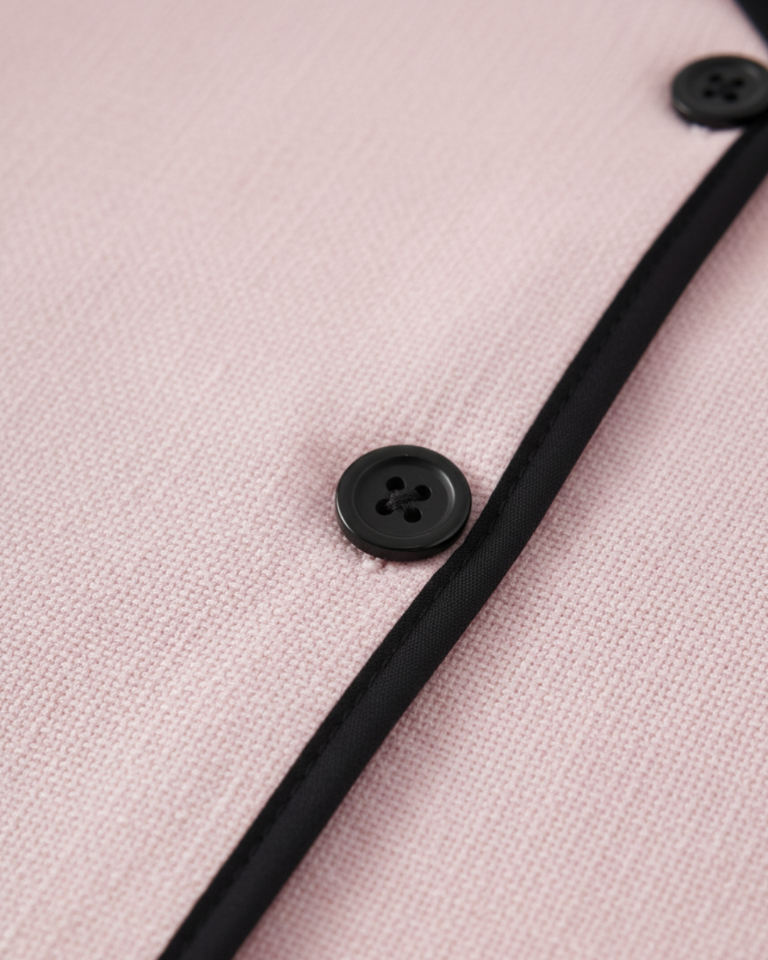 Blush Pink Soft Pajama Set – Short Sleeve Top & Long Pants with Black Trim