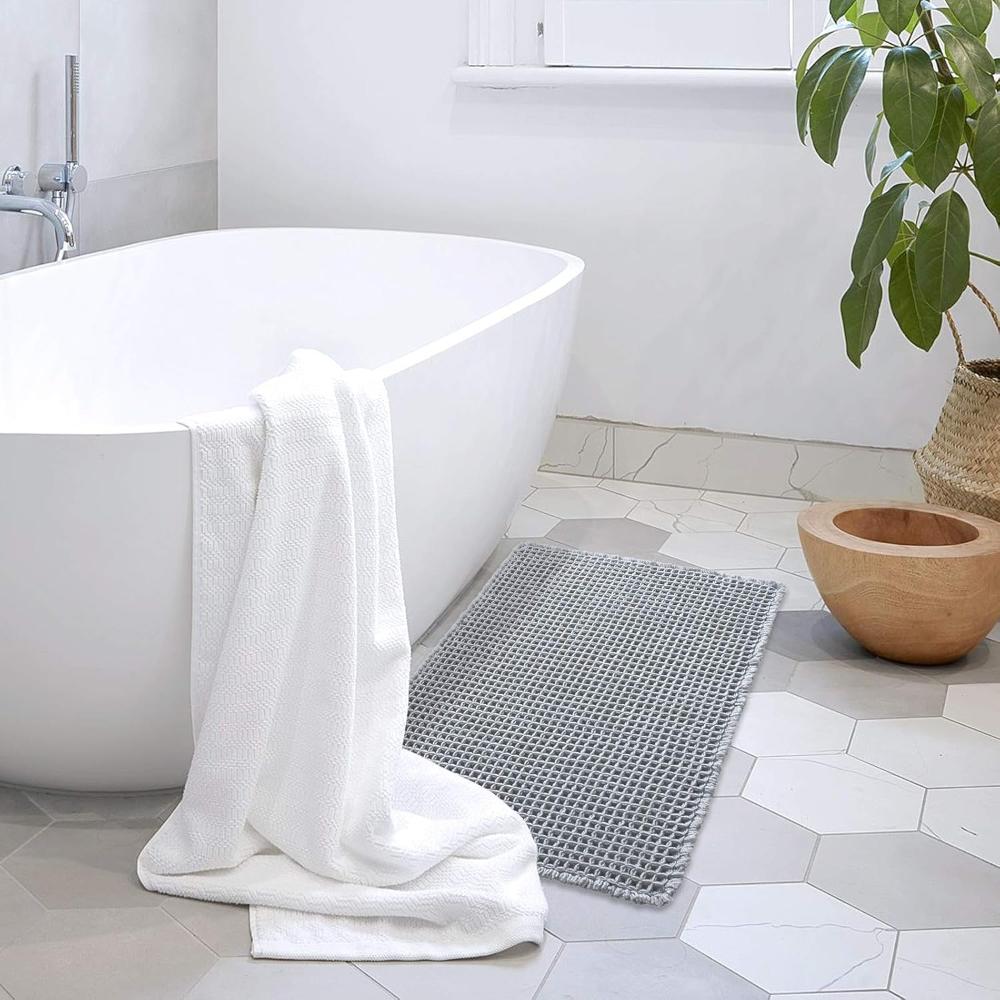 Waffle-textured Bath Mat with Ultimate Comfort & Absorption