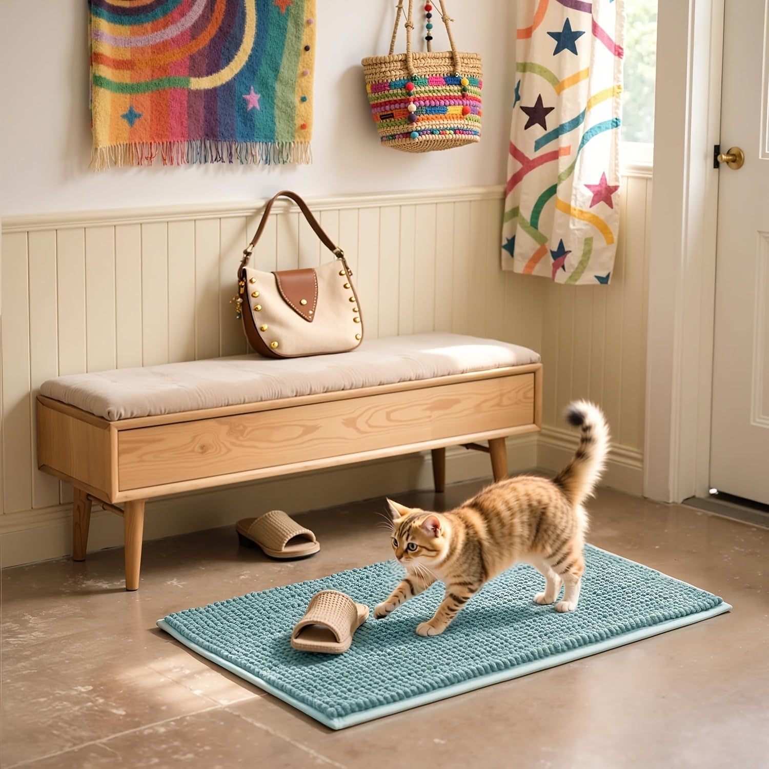 Soft Chenille Bathroom Mat – Plush Absorbent Non-Slip Quick-Dry Rug