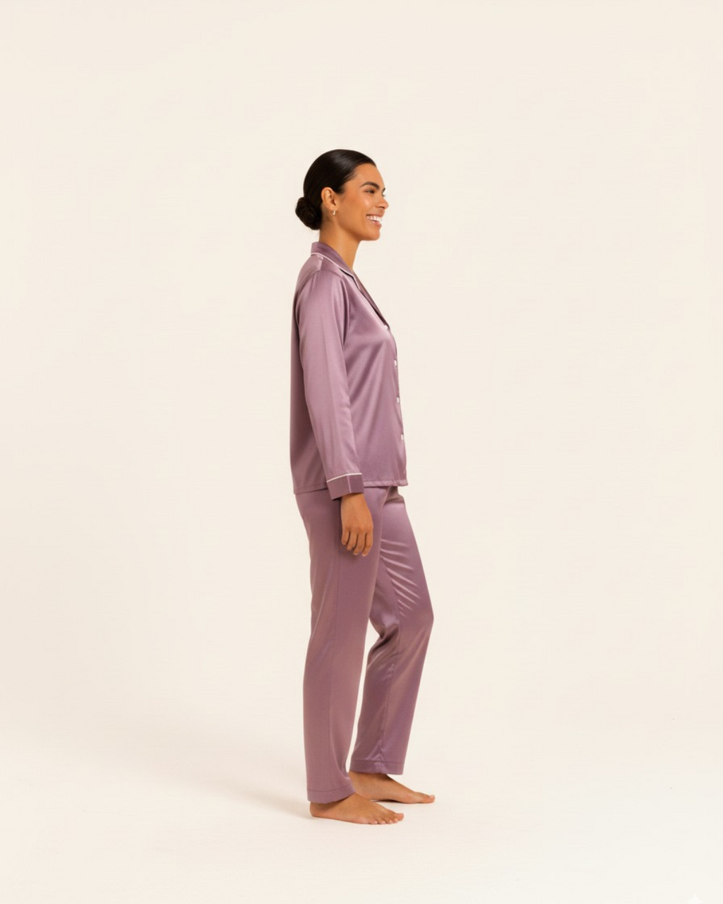 Women's Basic Solid Satin Pajama Set
