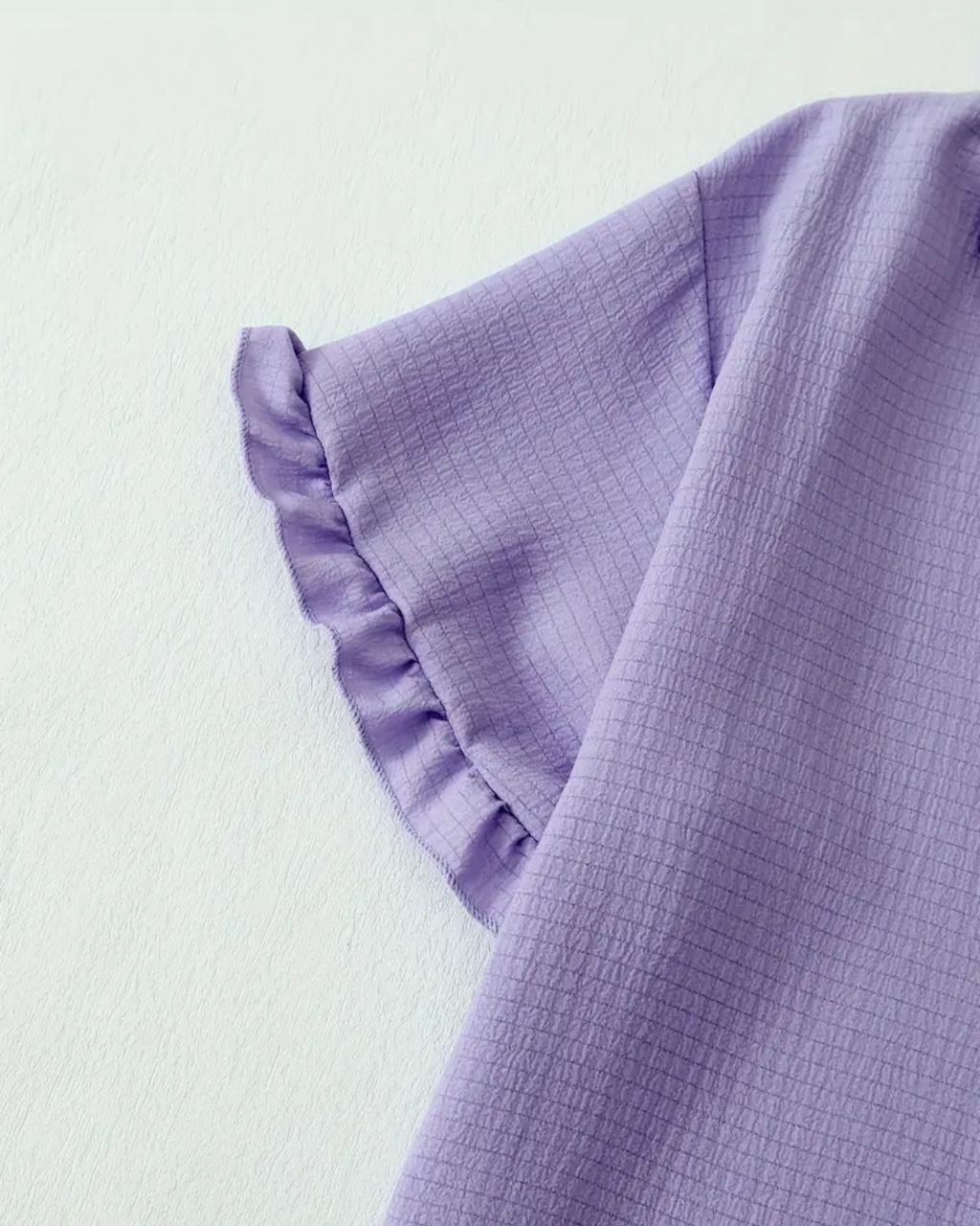 Women’s Purple Short Pajama Set – Two Piece Summer PJ Set with Ruffle Trim