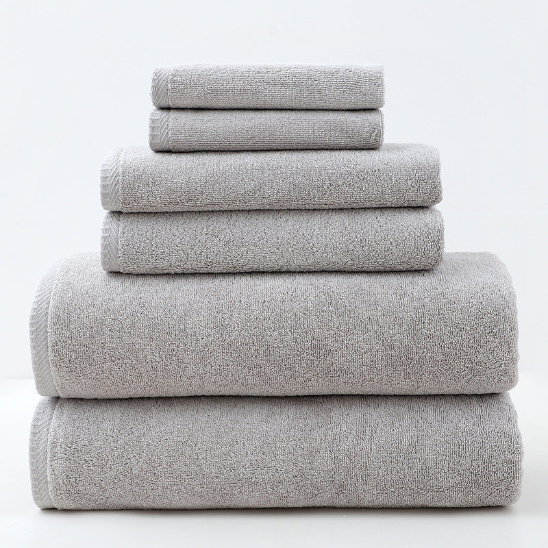 6-Piece Premium Cotton Towel Set – Solid Color Bath Towels