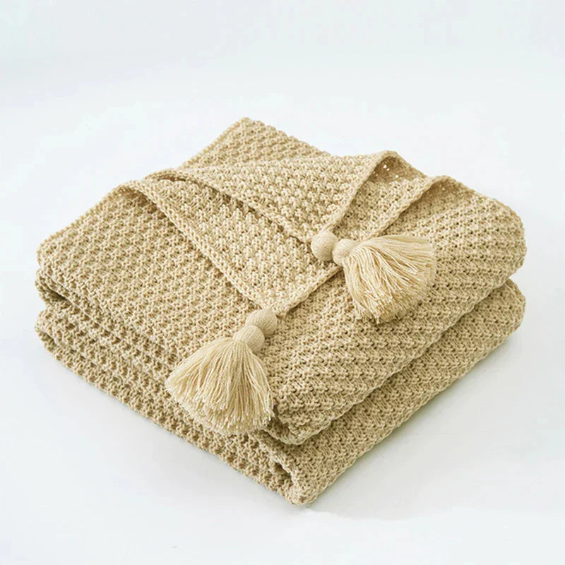 Cozy Knitted Wool Throw Blanket – Soft Warm Home Decor