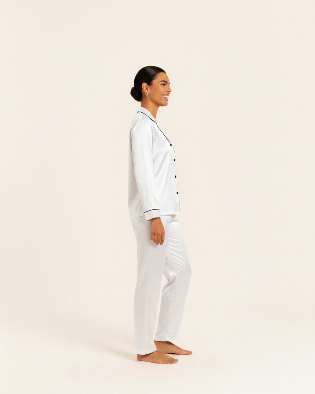 Women's Basic Solid Satin Pajama Set